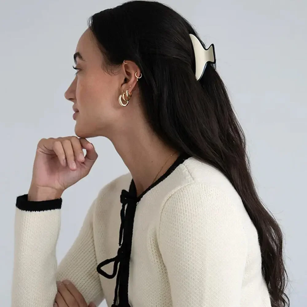FRANCE LUXE Maybell Claw Clip in Black & Ivory